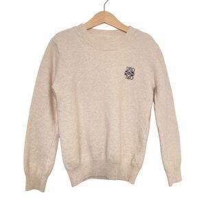 LOEWE Camel Anagram Cashmere Wool Blend Kids Crew Embroidered Logo Sweater